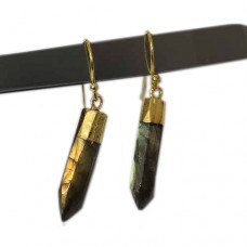 Labradorite spike silver gold electroplated earring